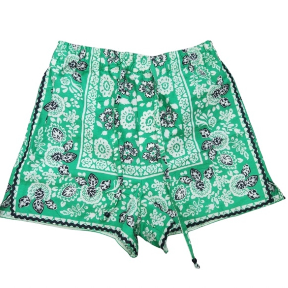 ZARA Set Green & White Bandana Print Cotton Set Top XL Shorts L  (item #A12) - Picture 14 of 15